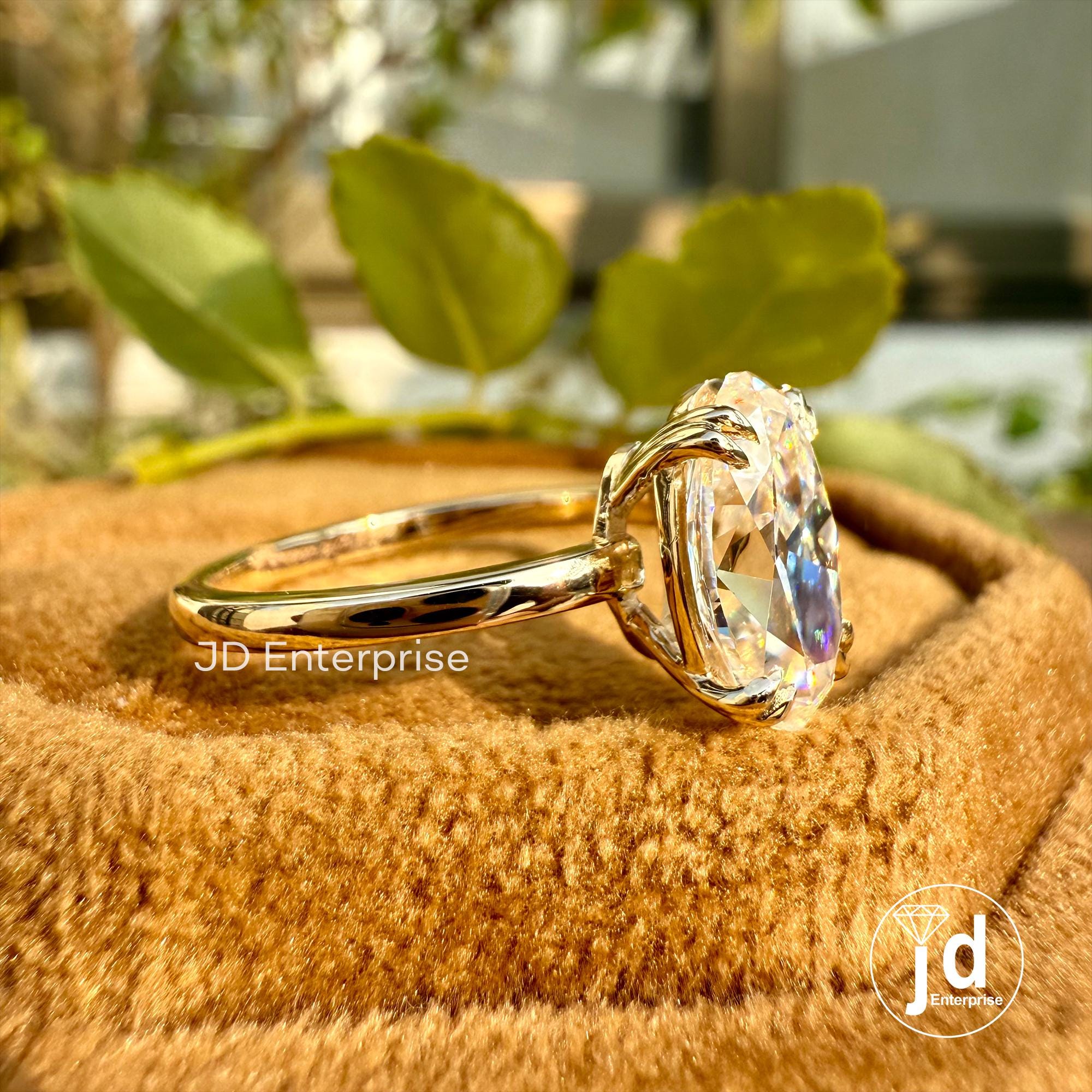 2.00 CT Moval Old Mine Cut Moissanite Ring, Vintage Engagement Ring, Solitaire Wedding Ring, Double Claw Prongs, Anniversary Ring for Women