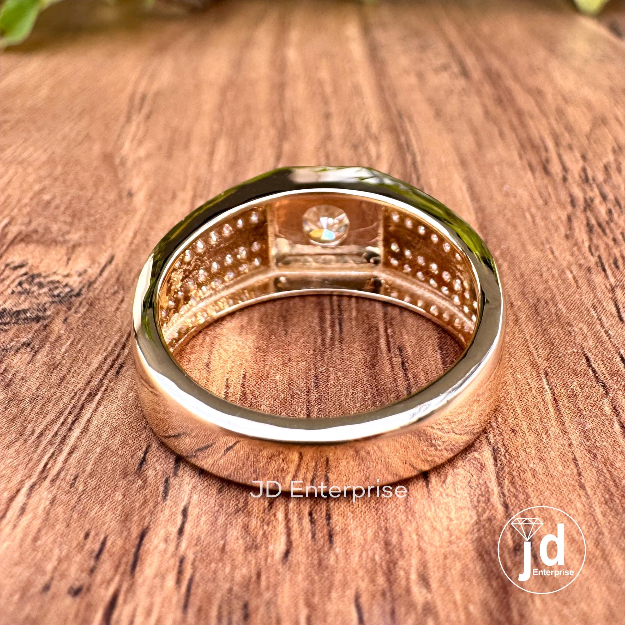 1.76 TW Round Cut Colorless Moissanite Statement Ring, Men's Engagement Ring, Wedding Ring for Him, Anniversary Gift, Father's Day Gift