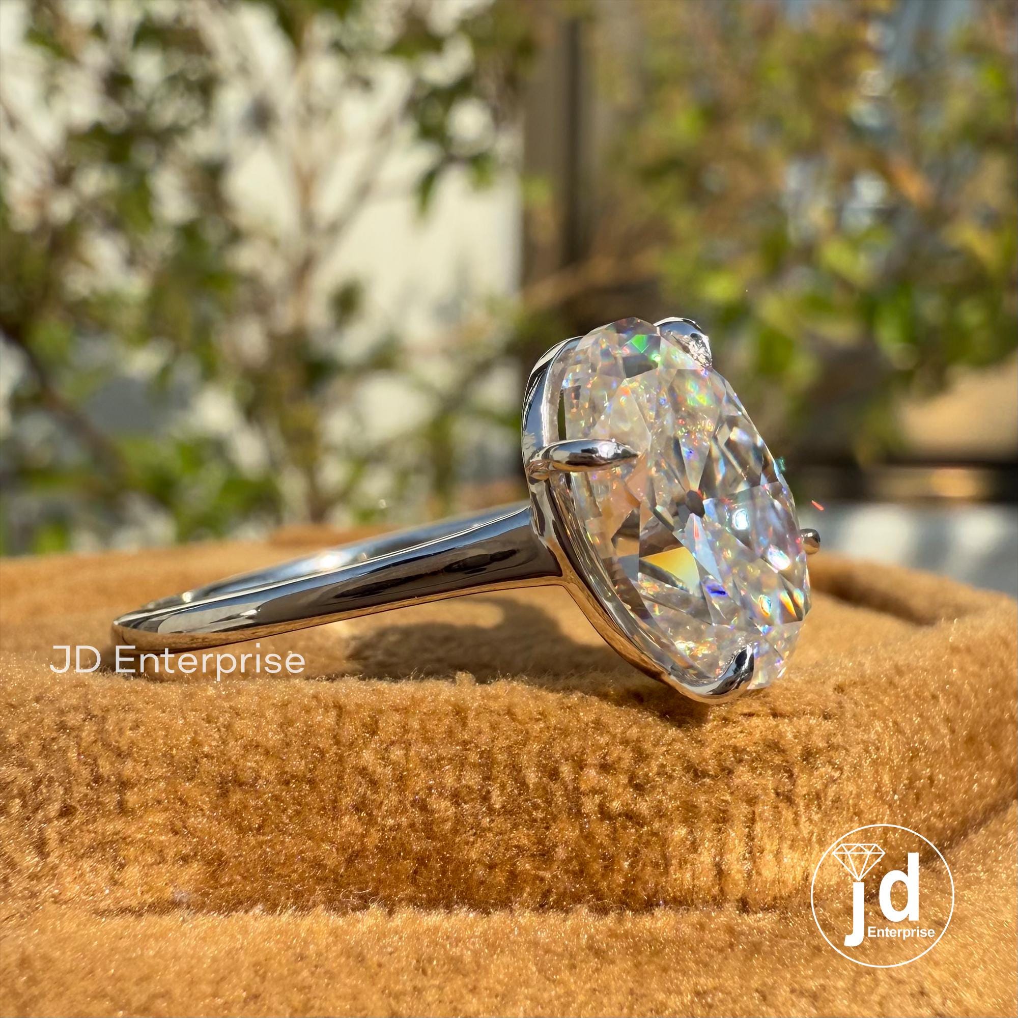 Vintage 4.00 CT Old Mine Oval Cut Moissanite Engagement Ring, Solitaire Wedding, Ring, Claw Prongs Set, Bridal Ring, Anniversary Gifts Ring