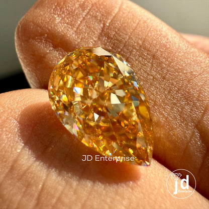 5.10 CT Pear Cut Champagne Loose Moissanite for Engagement Ring, Tear Drop Moissanite, Handmade Champagne Moissanite, Custom Jewelry