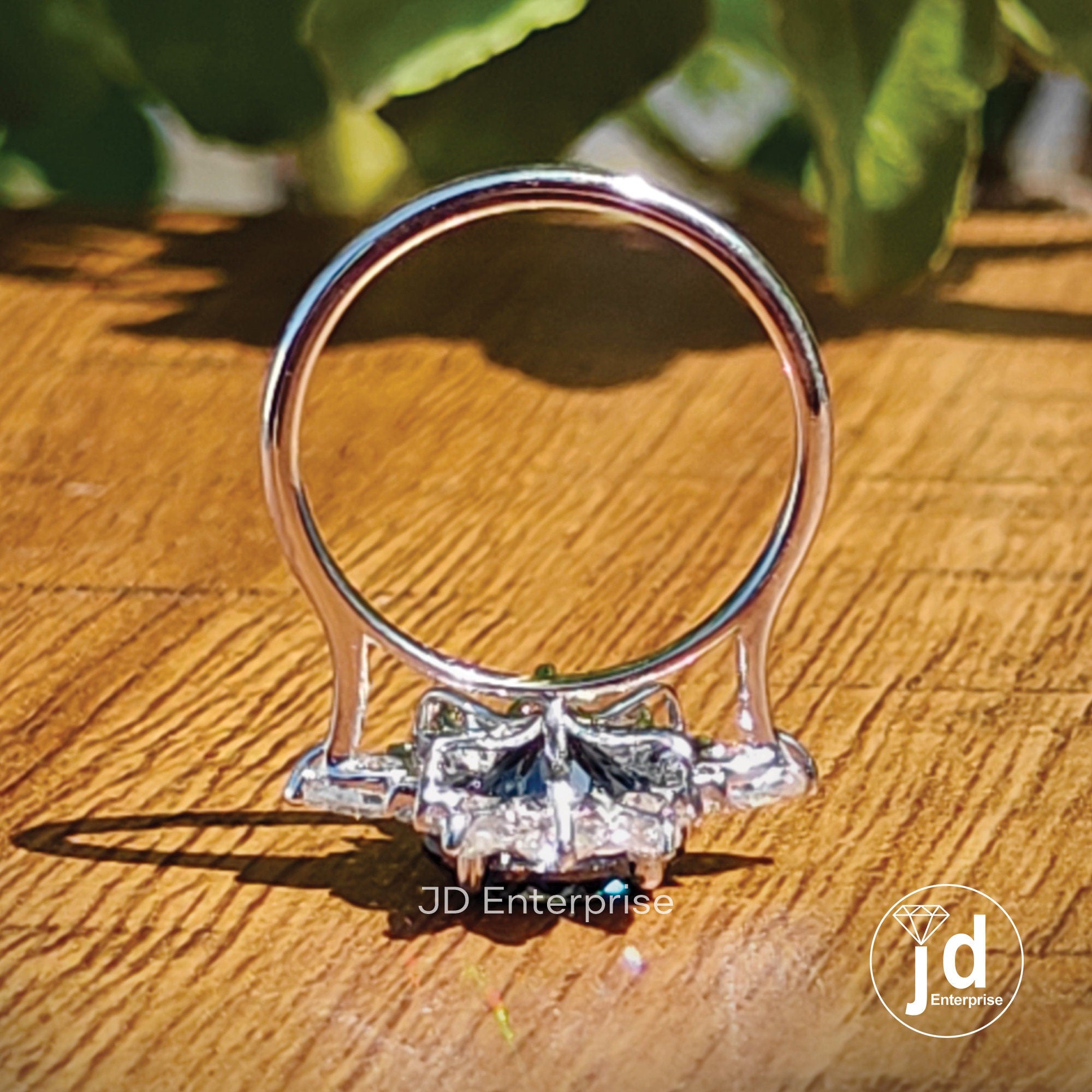4.00 TCW Portuguese Cut Dark Grey Moissanite Engagement Ring, Snow Flack Halo Wedding Ring, Vintage Style Anniversary Gift Ring, Bridal