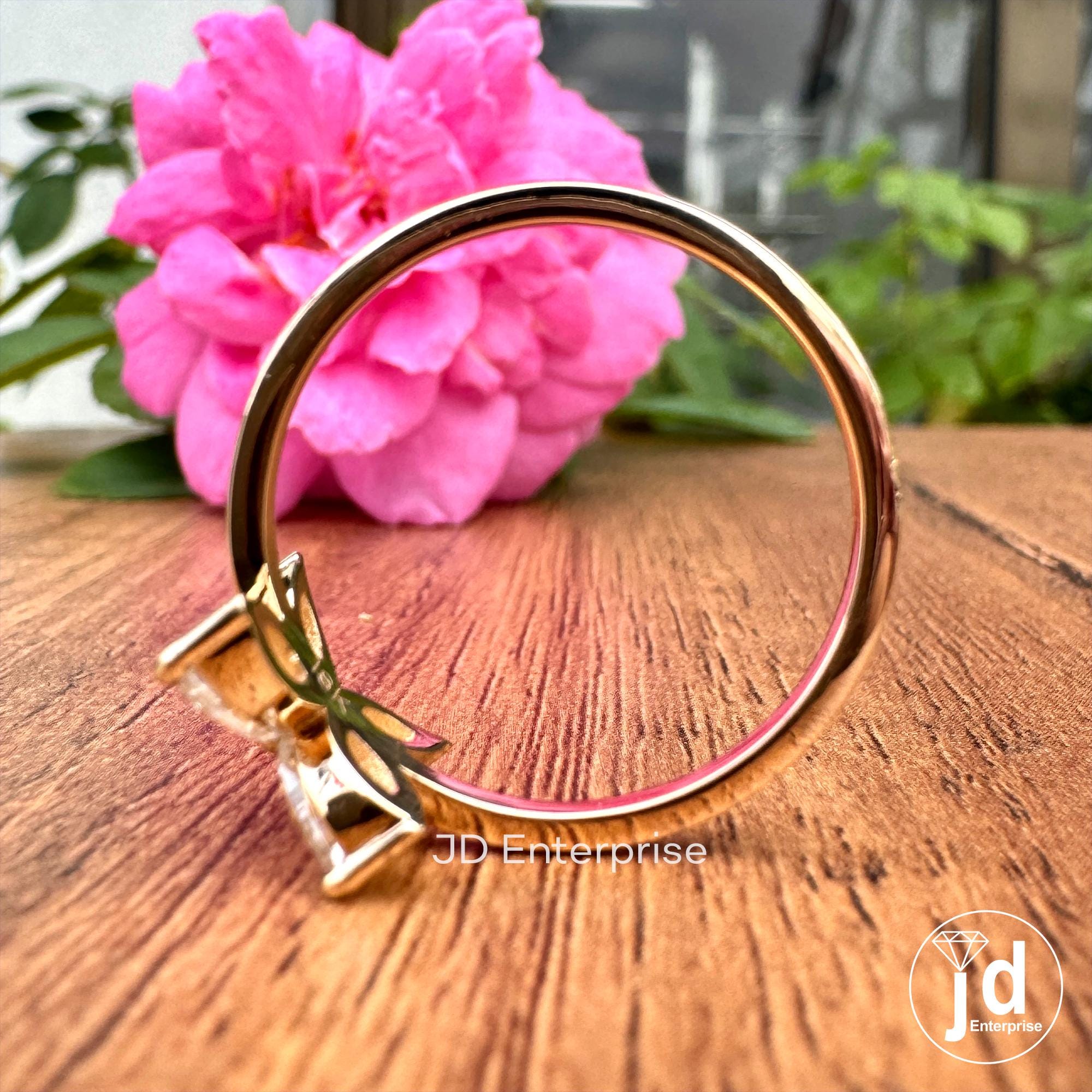 Minimalist Engagement Ring, Marquise Cut Moissanite Promise Rings, Flower Style Everyday Rings for Women, Unique Designer Handmade Jewelry