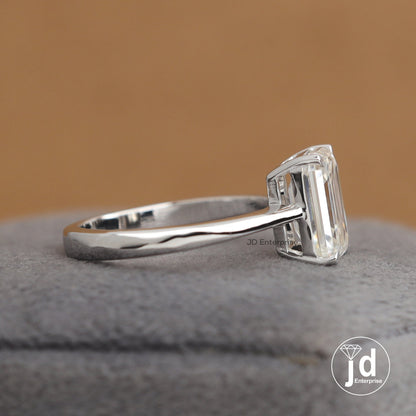 Timeless Elegance 3.00 CT Colorless Emerald Cut Moissanite Engagement Ring, Solitaire Wedding Ring, Anniversary Gifts Ring, Promise Ring