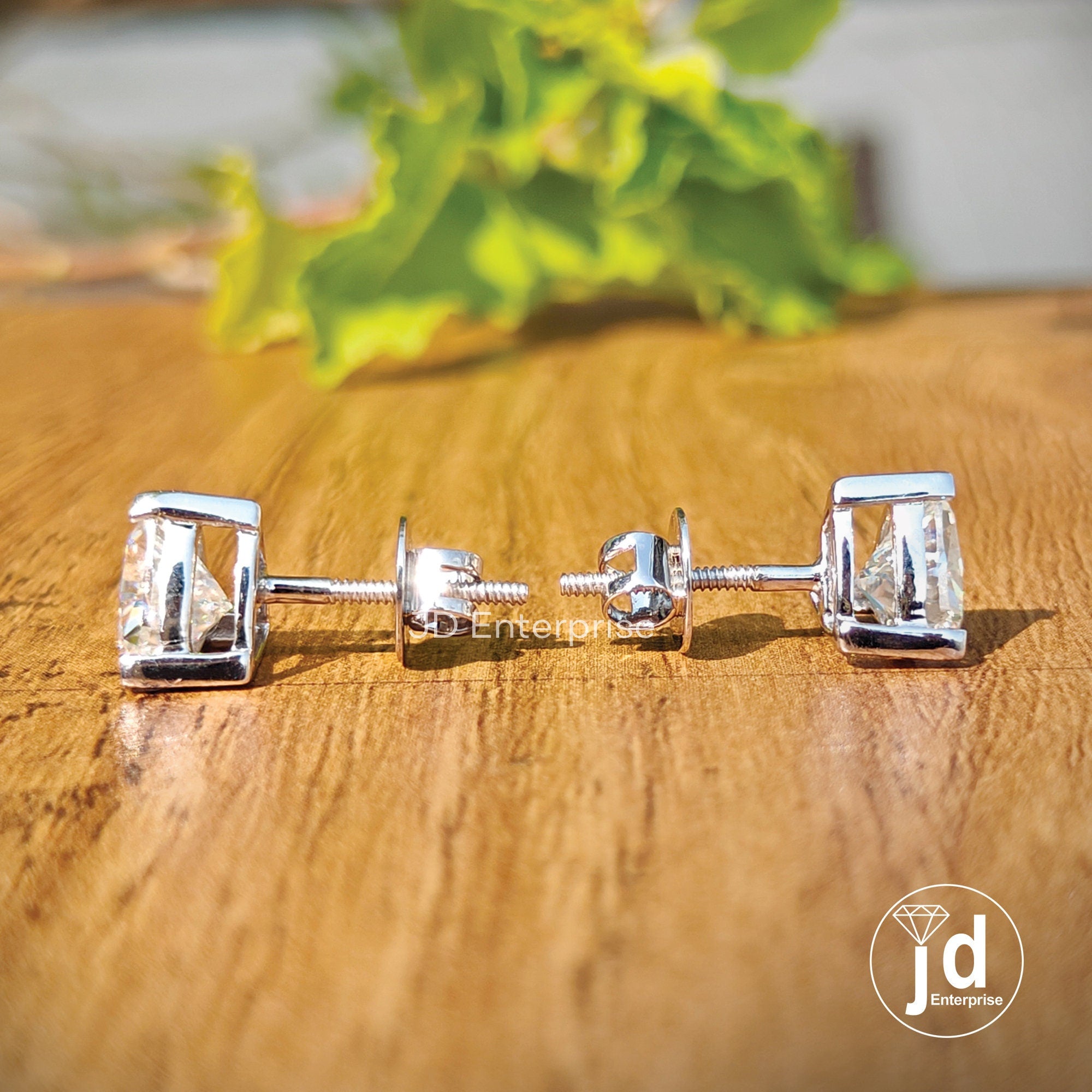 3.00 TCW Trillion Cut Moissanite Stud Earrings, Wedding Earrings, Screw/Push Back, Bridal Earrings, Everyday Earrings for Anniversary Gifts