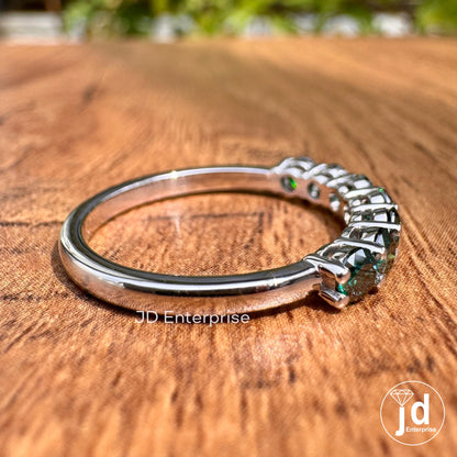 Gorgeous Stack Dark Green Moissanite Ring, VVS1 Sterling Silver Anniversary gift, Wedding Band gift for her Promise ring, half eternity band