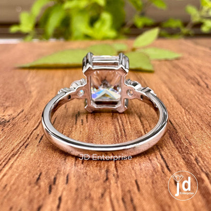 3.00 TW Colorless Radiant Cut Moissanite Engagement Ring, Five Wedding Stone Ring, Anniversary Ring for Her, Promise Ring for Women