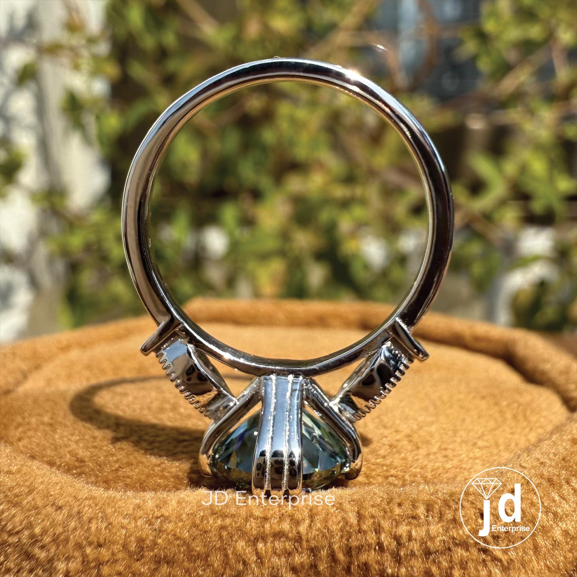 Vintage 2.00 CT Portuguese Cut Bluegreen Moissanite Engagement Ring, Fish Tail Prong Wedding Ring, Milgrain Anniversary Ring, Promise Ring
