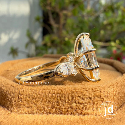 3.0 CT Dutch Marquise Cut Moissanite Engagement Ring, Antique Elongated Hexagon Cut Wedding Ring for Her, Anniversary Ring for Women