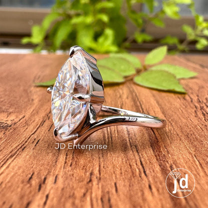 2.80 CT Marquise Cut Moissanite Engagement Ring, White/Yellow/Rose Gold Unique Wedding Ring, Solitaire Ring, Basket Set Anniversary Ring