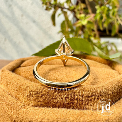 1.80 CT Colorless Lozenge Cut Moissanite Ring, Kite Cut Solitaire Ring, Yellow Gold Engagement Ring, Unique Wedding Ring, Anniversary Gift