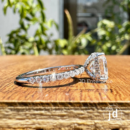 2.78 CT Asscher Cut Moissanite Engagement Ring, Hidden Halo Wedding Ring, Four Claw Prongs, Anniversary Gifts Ring, Pave Set Bridal Ring