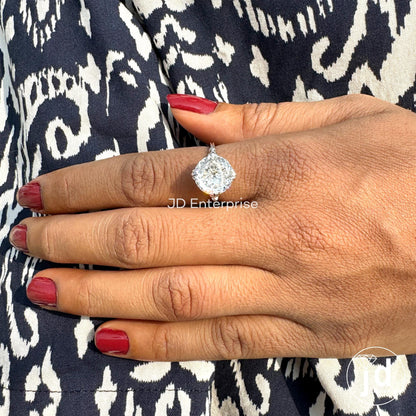 Vintage Style Engagement Ring, Large 7.00 CT Portuguese Cut Moissanite Fishtail Prong Ring, Cathedral Milgrain Bride Ring, Anniversary Gift