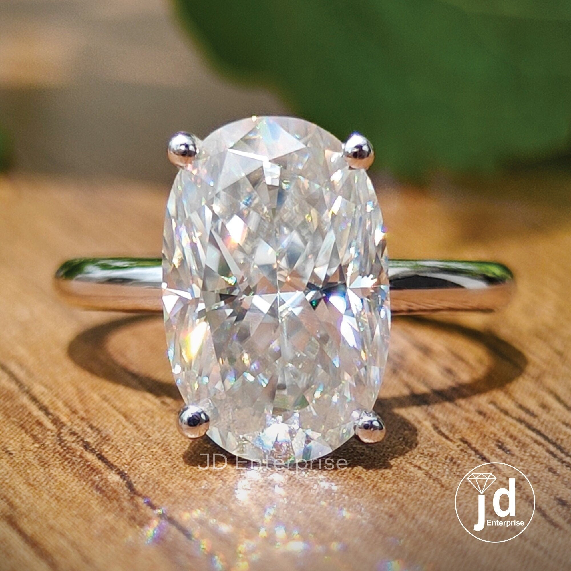 Vintage Hidden Halo 3.5 TCW Oval Cut Moissanite Engagement Ring, Oval Wedding Ring, Solitaire Bridal Ring, Anniversary Gifts, Promise Ring