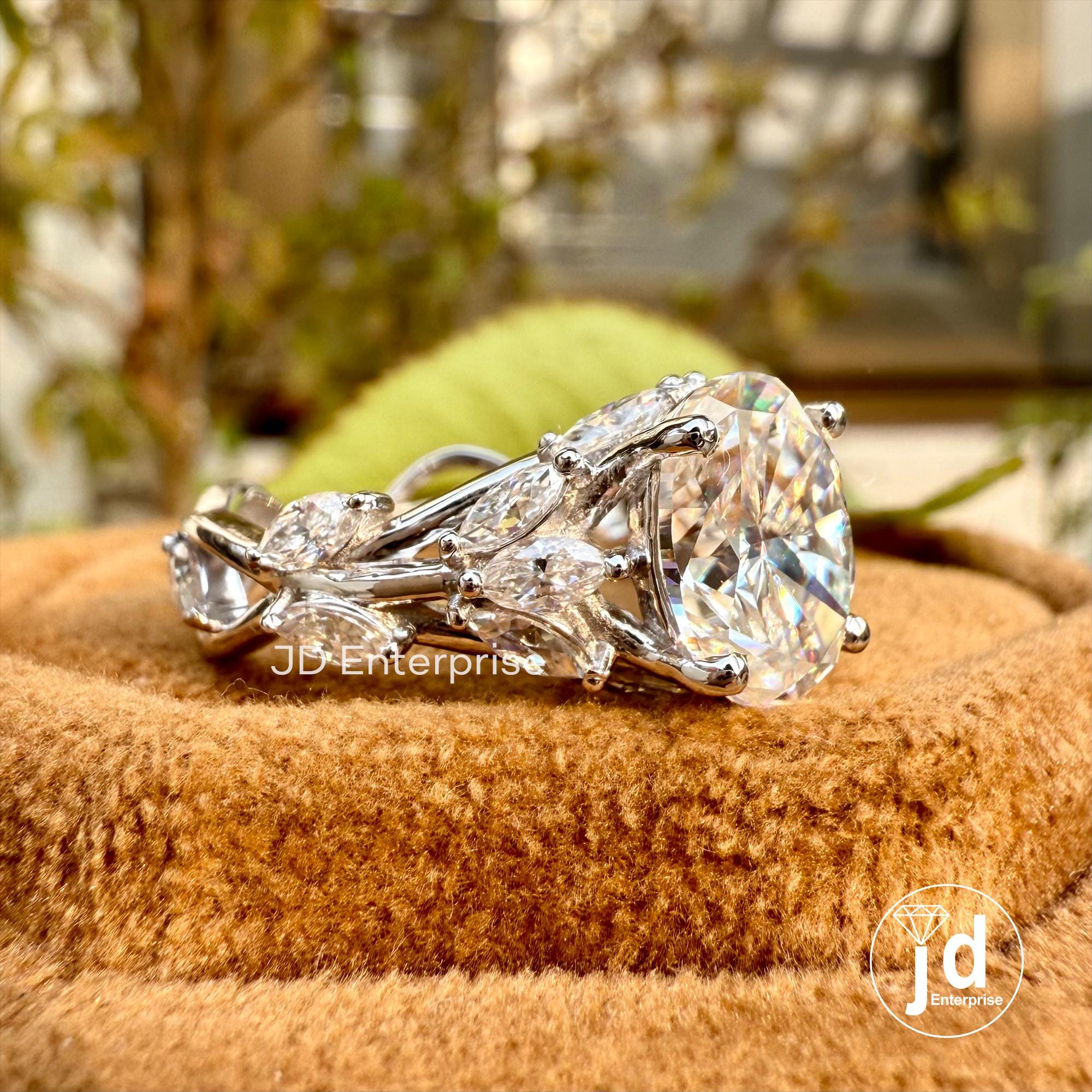 Floral Oval Cut Moissanite Engagement Ring, Vintage Wedding Ring, Cluster Hidden Halo Bridal Ring, Infinity Twisted Pave Anniversary Ring
