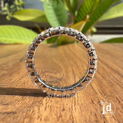 Round Moissanite Band, 2.80 MM Round Cut Colorless Moissanite Full Eternity Wedding Band, Stacking Band, Matching Band, Anniversary Gifts