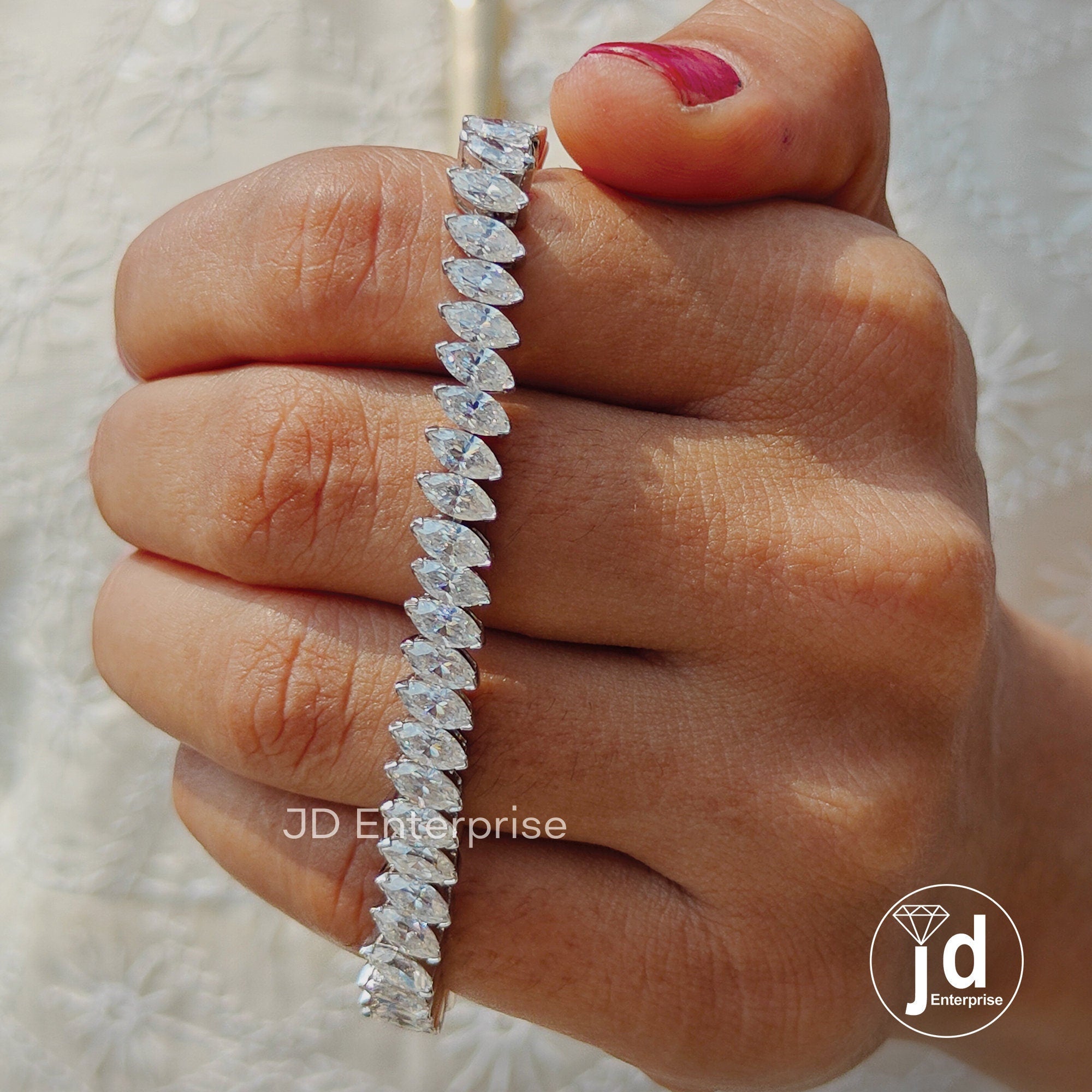 Luxuries Style Wedding Bracelet, Marquise VVS Moissanite Tennis Bracelet for Women, Stacking Wedding Bracelet, Anniversary Gift, Bridal
