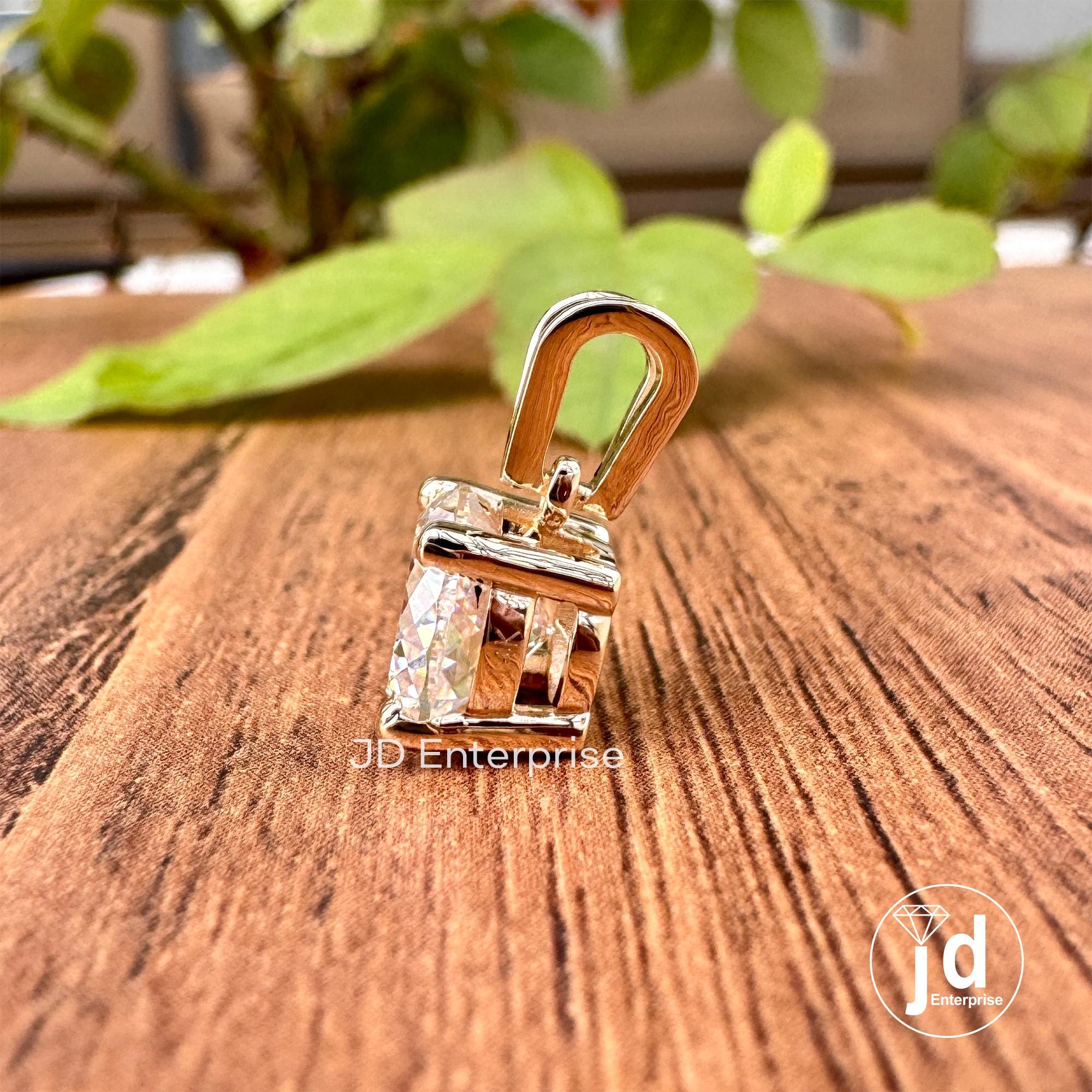 2.00 CT Solitaire Moissanite Pendant, 8.00MM Colorless Portuguese Cut Vintage Wedding Pendant, Yellow/White/Rose Gold Pendant for Necklace