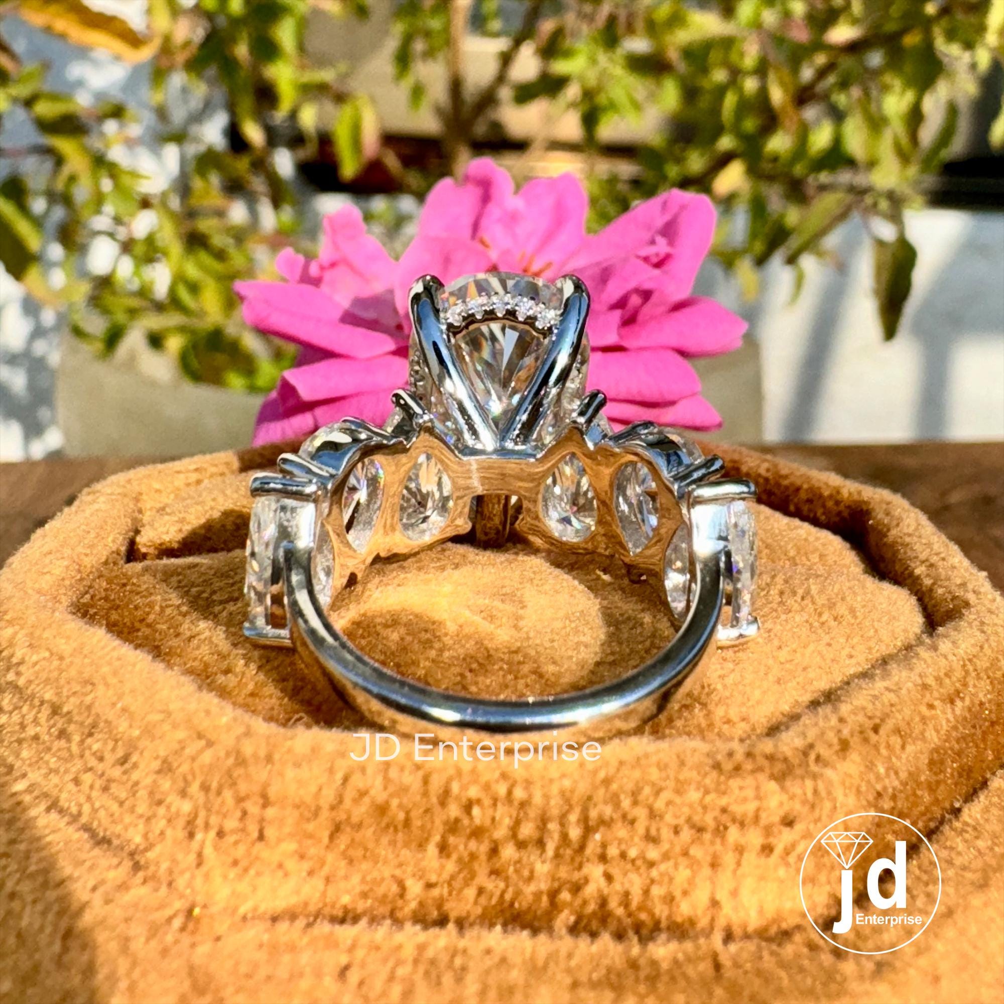 13.30 TCW Crushed Ice Pear Moissanite Engagement Ring, Celebrity Style Hidden Halo Wedding Ring, Iced Out Teardrop Bridal Ring for Her