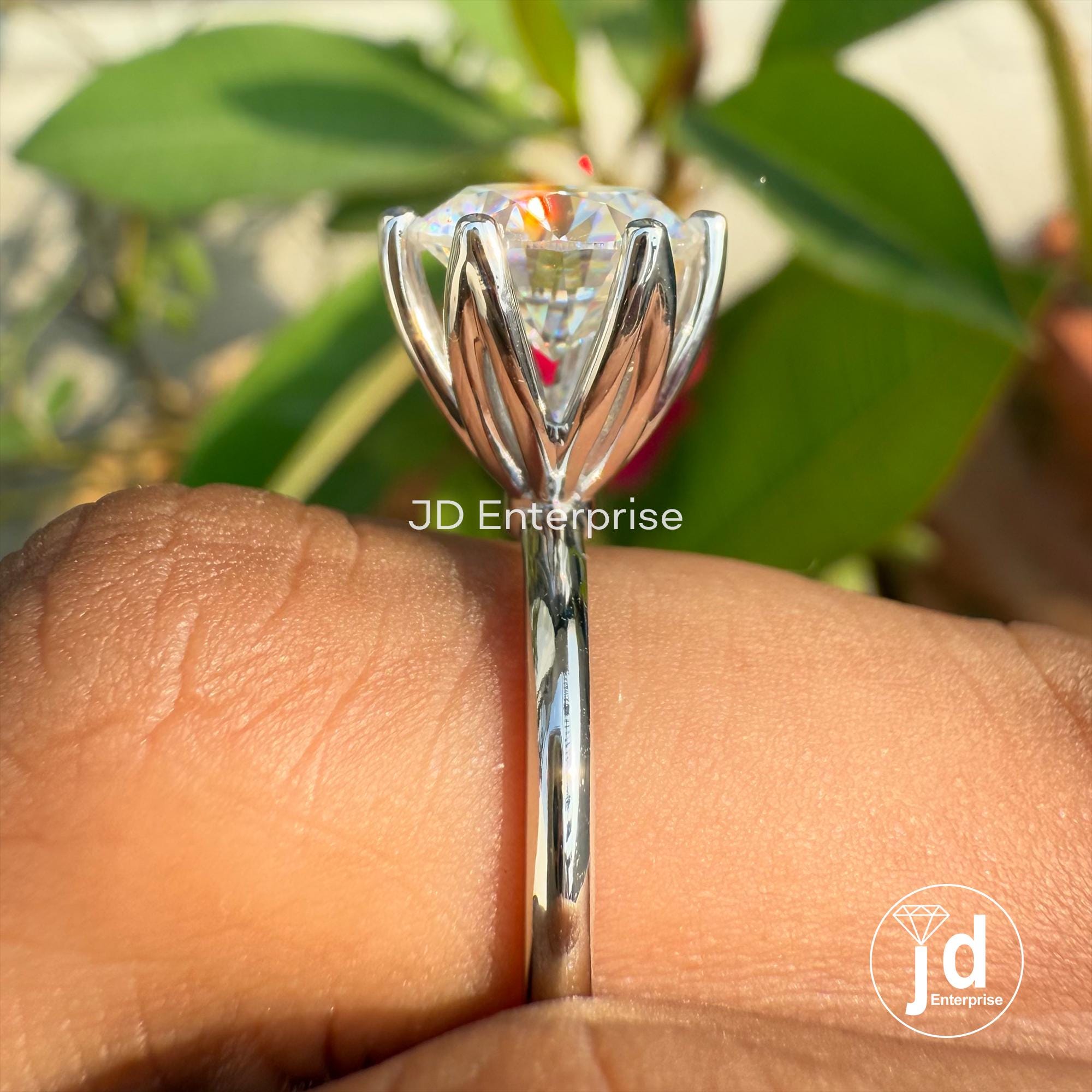 High Profile Setting, 2.50 CT Colorless Round Moissanite Engagement Ring, Solitaire Wedding Ring, Anniversary Ring for Women, 6 Claw Prongs