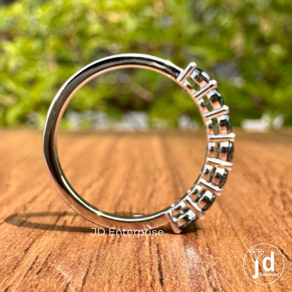 Gorgeous Stack Dark Green Moissanite Ring, VVS1 Sterling Silver Anniversary gift, Wedding Band gift for her Promise ring, half eternity band