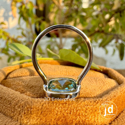 4.00 CT Cushion Rose Cut Bluegreen Moissanite Engagement Ring, Bezel Set Solitaire Ring, Bridal Ring, Vintage Wedding Ring, Anniversary Ring