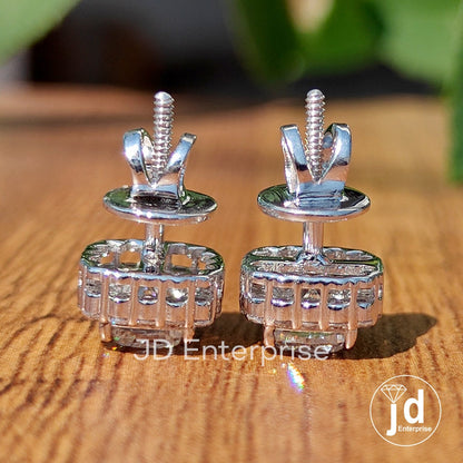 Cushion Cut Moissanite Earrings for Women, Screw Back Earrings, Anniversary Gifts, Halo Moissanite Bridal Earrings, Wedding Earrings