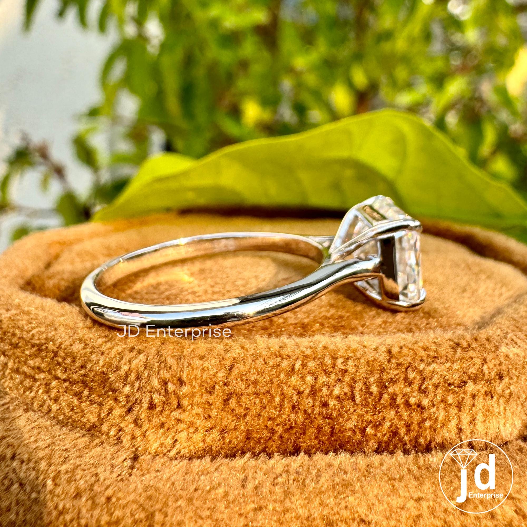2.50 CT Colorless Emerald Cut Moissanite Engagement Ring, Solitaire Wedding Ring, East to West Set Ring, Claw Prongs, Anniversary Gifts