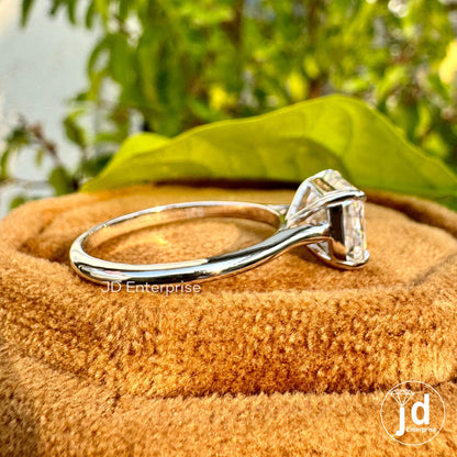 2.50 CT Colorless Emerald Cut Moissanite Engagement Ring, Solitaire Wedding Ring, East to West Set Ring, Claw Prongs, Anniversary Gifts