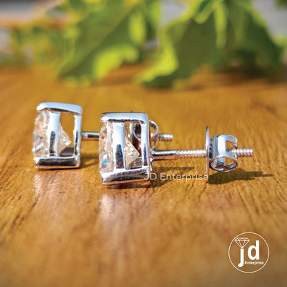 3.00 TCW Trillion Cut Moissanite Stud Earrings, Wedding Earrings, Screw/Push Back, Bridal Earrings, Everyday Earrings for Anniversary Gifts