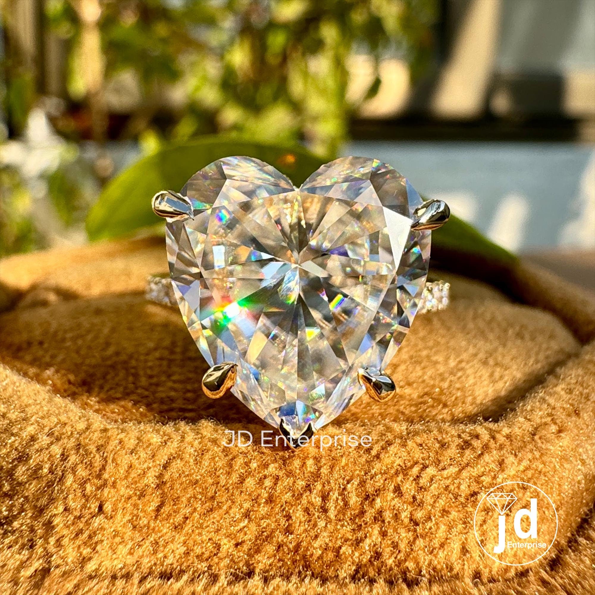 8.00 TCW Colorless Heart Shape Moissanite Engagement Ring, Celebrity Style Wedding Ring, Hidden Halo Bridal Ring, 3/4 Pave Set Accent Ring