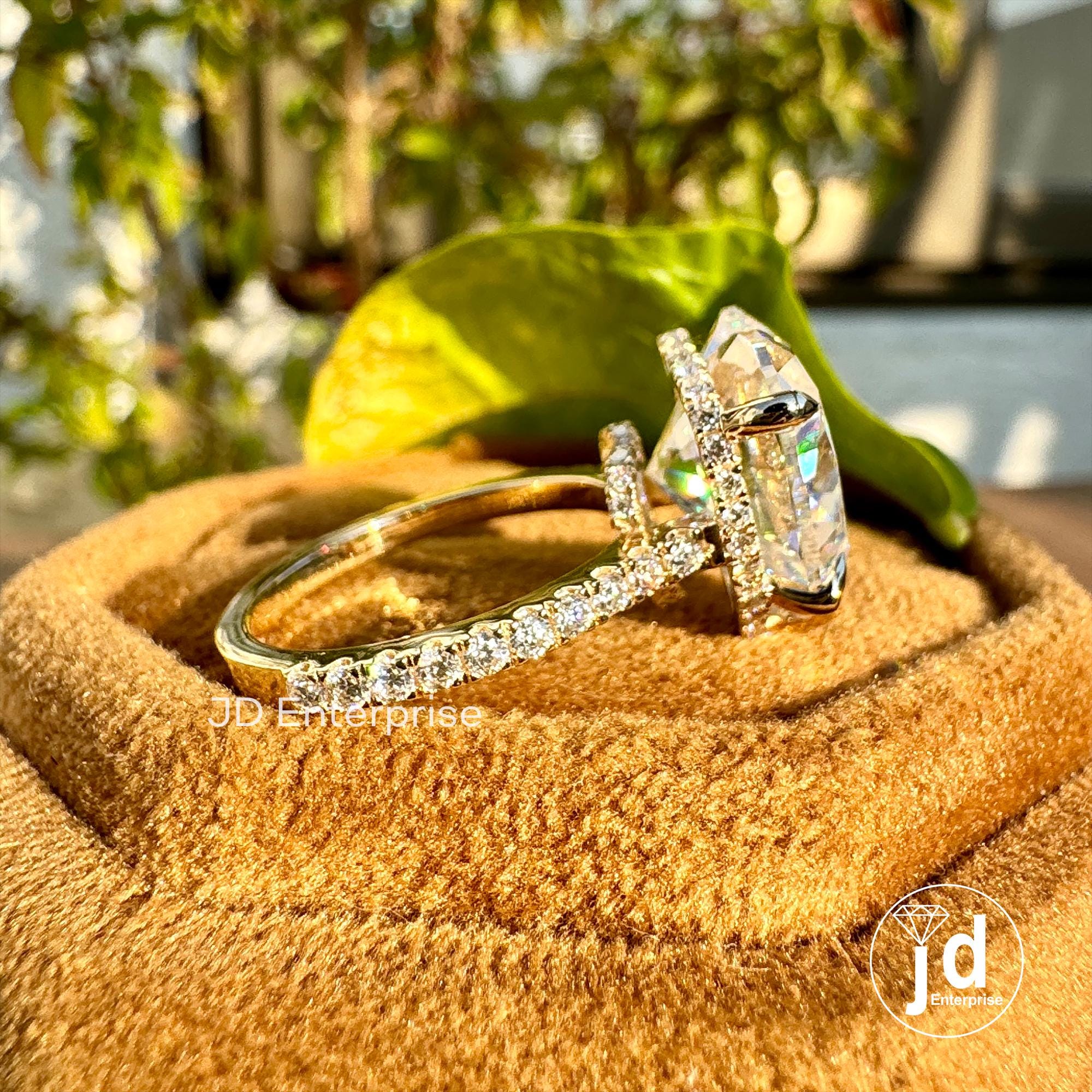 8.00 TCW Colorless Heart Shape Moissanite Engagement Ring, Celebrity Style Wedding Ring, Hidden Halo Bridal Ring, 3/4 Pave Set Accent Ring