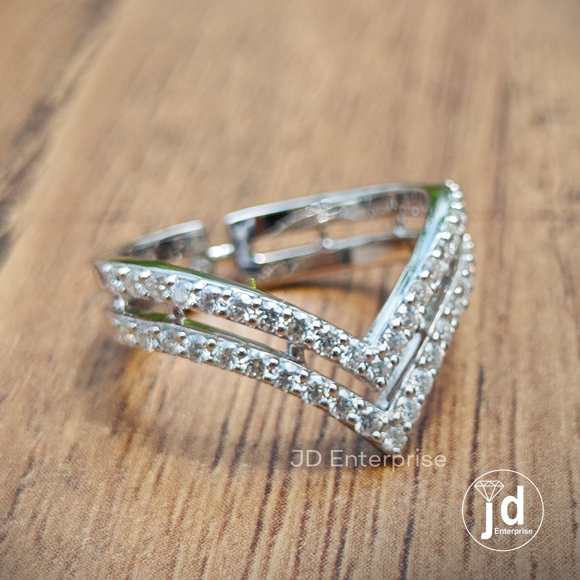 Curved Wedding Band, V Shaped Chevron Band, Double Layer Half Eternity Band, Anniversary Band, Engagement Band, Stacking Band, Matching Band