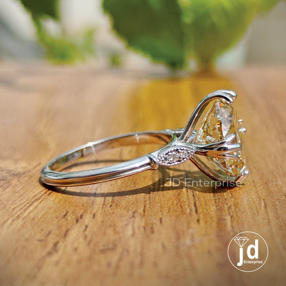 5.14 CT Portuguese Cut Canary Yellow Moissanite Ring, Engagement Ring, Solitaire Wedding Ring, 10k/14k/18k Gold Anniversary Ring, Bridal Set