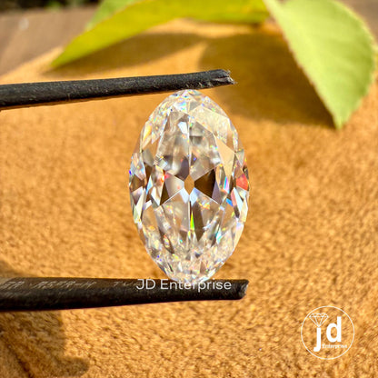 3.40 CT Colorless Old Mine Moval Cut Loose Moissanite for Vintage Jewelry, VVS Clarity Solitaire Moissanite for Engagement or Wedding Ring