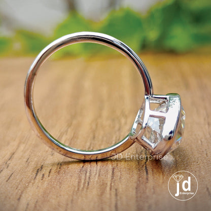 5.50 CT Colorless Old Mine Moval Cut Moissanite Engagement Ring, Bezel Set Ring, Wedding Ring, Solitaire Ring, Bridal Set, Anniversary Gift