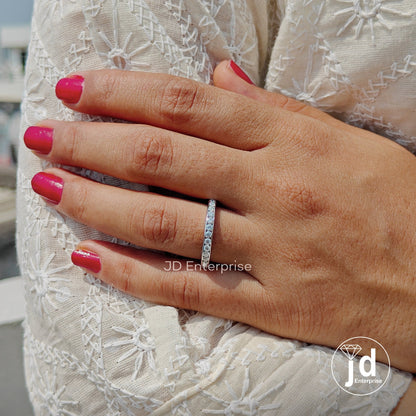 Stunning 2.00 MM Round Cut Moissanite Wedding Band in Channel Set, Full Eternity Moissanite Wedding Band, Stacking Band, Bridal Ring Set