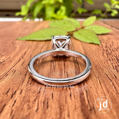 3.00 CT Cushion Cut Moissanite Engagement Ring, 10k/14k/18k Gold Solitaire Ring, Clow Prong Wedding Ring, 9x8mm Cushion Cut Anniversary Ring