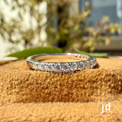 0.35 TCW Round Colorless Moissanite Band, Half Eternity Wedding Band, Stacking Ring, Engagement Band, Comfort fit Band, Anniversary Gifts
