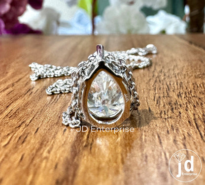 Colorless 4.00 CT Pear Shape Moissanite Pendant for Women, Tear Drop Moissanite Pendant, Anniversary Gift for Her, Bridal Wedding Pendant