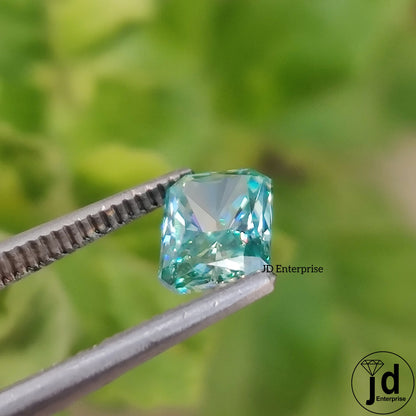 2.00CT Royal Blue Radiant Cut Loose Moissanite For Engagement Ring/ Antique Radiant Cut/ Vintage For Ring/ Aqua Blue Moissanite For Gift