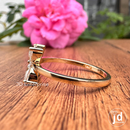 Minimalist Engagement Ring, Marquise Cut Moissanite Promise Rings, Flower Style Everyday Rings for Women, Unique Designer Handmade Jewelry
