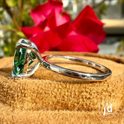 3.20 CT Heart Shape Green Moissanite Engagement Ring, Solitaire Ring, Wedding Ring, Claw Prongs, Perfect Ring for Proposal, Bridal Ring