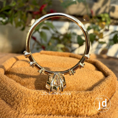 Dutch Marquise Cut 3.00 CT Colorless Moissanite Engagement Ring, Distance Pave Accent Wedding Ring, Claw Prongs, Comfort Fit Ring for Women