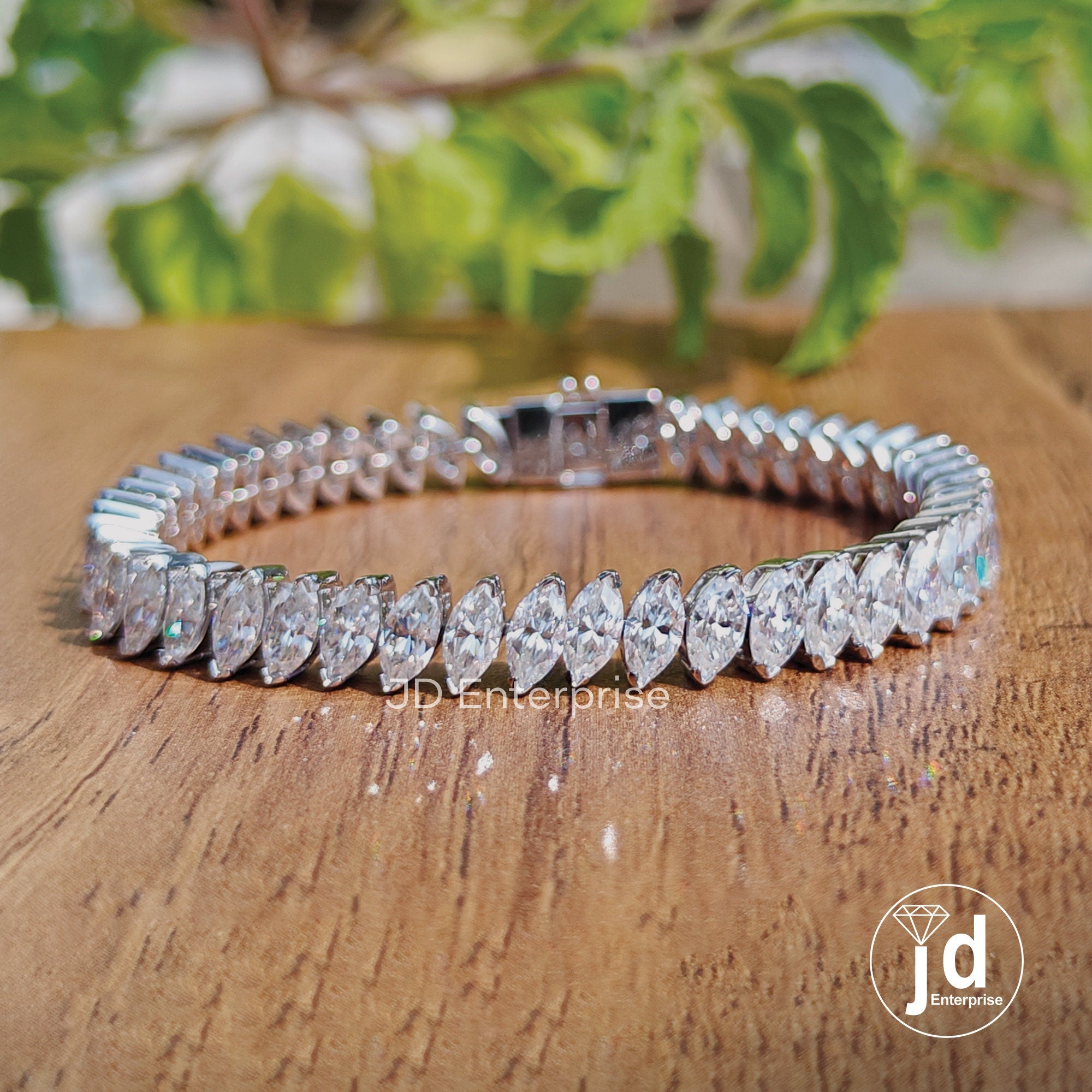 Luxuries Style Wedding Bracelet, Marquise VVS Moissanite Tennis Bracelet for Women, Stacking Wedding Bracelet, Anniversary Gift, Bridal