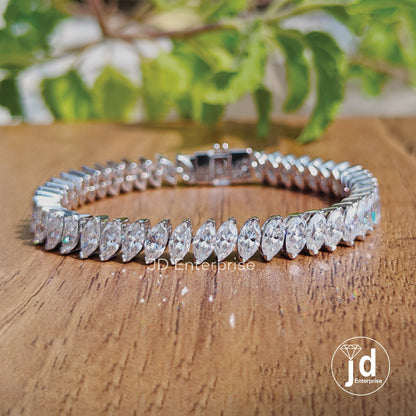 Luxuries Style Wedding Bracelet, Marquise VVS Moissanite Tennis Bracelet for Women, Stacking Wedding Bracelet, Anniversary Gift, Bridal