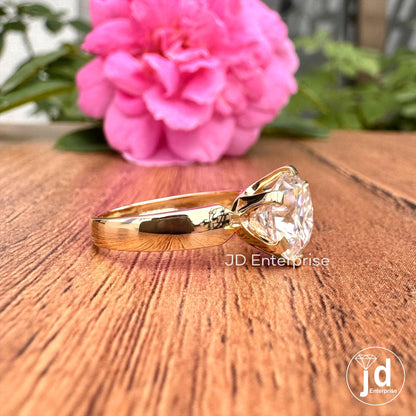 Signature 2.00CT Round Colorless Moissanite Ring, Solitaire Engagement Ring, Six Prong Wedding Ring, Anniversary Gift for Women, Custom Ring