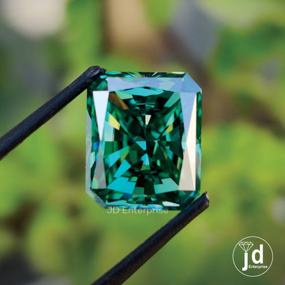 5.25 CT Radiant Green Moissanite | Loose Moissanite for Pendant, Engagement Ring, Anniversary Gift | Customized or Personalized