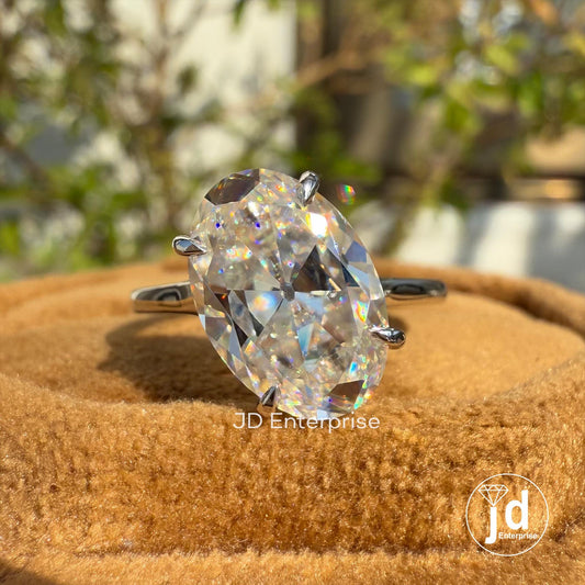 Vintage 4.00 CT Old Mine Oval Cut Moissanite Engagement Ring, Solitaire Wedding, Ring, Claw Prongs Set, Bridal Ring, Anniversary Gifts Ring