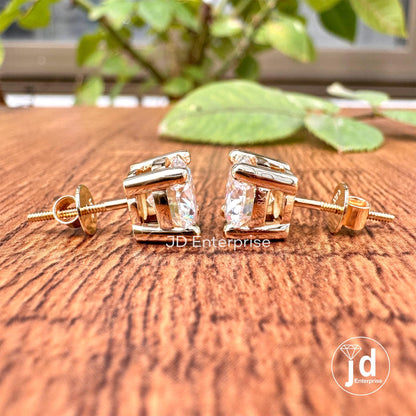 Gold Stud Earrings for Women, Daily Wear Earrings, 3.00TW Moissanite Stud Earrings Screw Back, Birthday Gifts Her, Graduations Gifts for Her