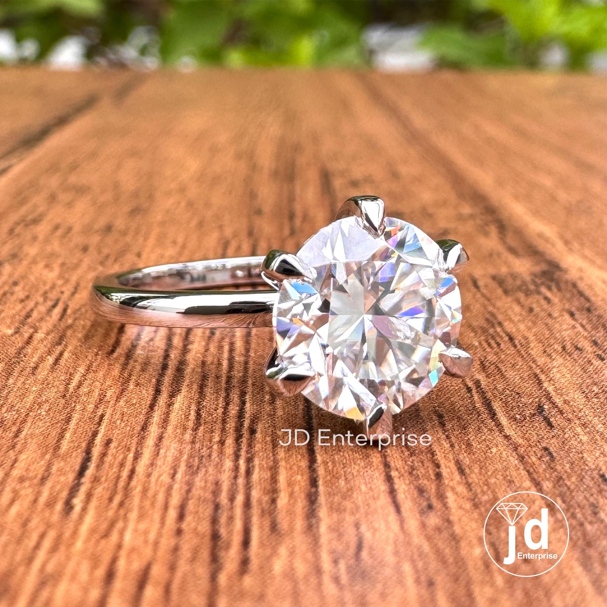 2.50CT Round Cut Colorless Moissanite Solitaire Engagement Ring, Knife Edge Six Prongs Wedding Ring, Anniversary Ring, 10k Solid Gold Ring